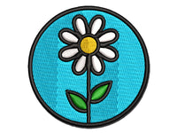 Daisy Flower in Circle Multi-Color Embroidered Iron-On or Hook & Loop Patch Applique