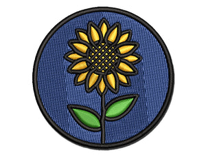 Sunflower in Circle Multi-Color Embroidered Iron-On or Hook & Loop Patch Applique