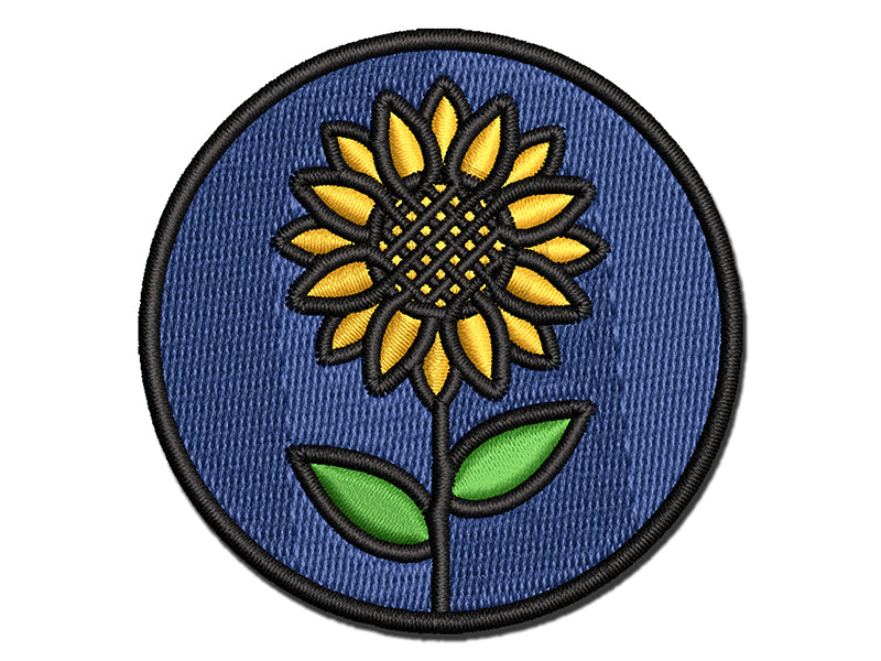 Sunflower in Circle Multi-Color Embroidered Iron-On or Hook & Loop Patch Applique