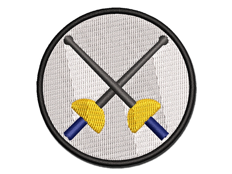 Crossed Fencing Swords Foil Multi-Color Embroidered Iron-On or Hook & Loop Patch Applique