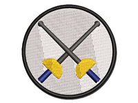 Crossed Fencing Swords Foil Multi-Color Embroidered Iron-On or Hook & Loop Patch Applique