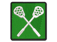 Crossed Lacrosse Sticks Multi-Color Embroidered Iron-On or Hook & Loop Patch Applique