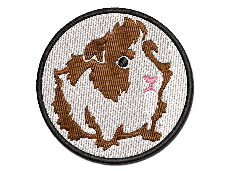 Cute and Hairy Abyssinian Guinea Pig Multi-Color Embroidered Iron-On or Hook & Loop Patch Applique