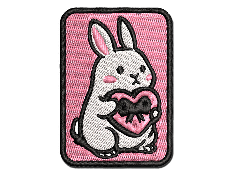Cute Bunny Rabbit with Valentine's Day Heart Multi-Color Embroidered Iron-On or Hook & Loop Patch Applique