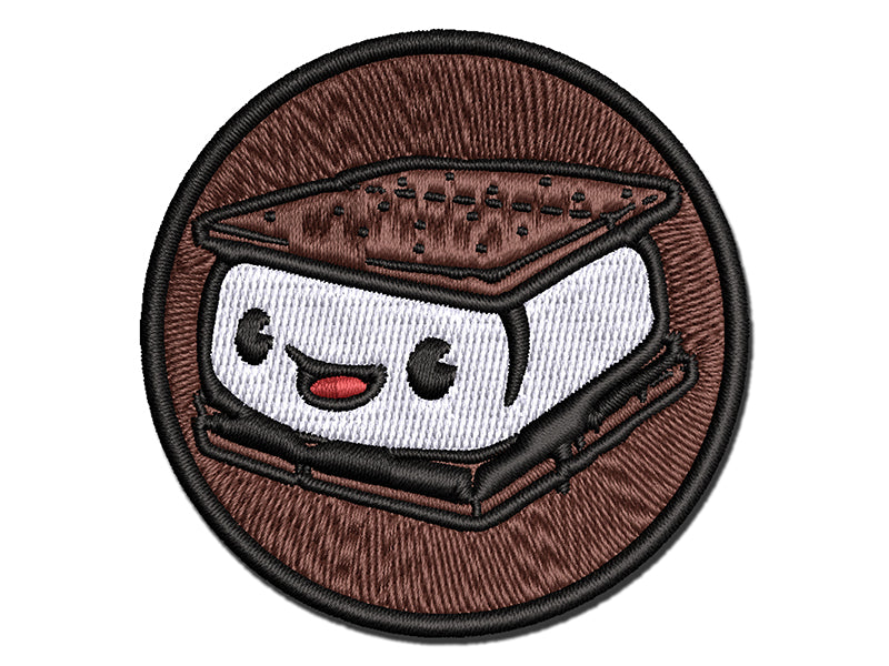 Cute Kawaii S'mores Marshmallow Multi-Color Embroidered Iron-On or Hook & Loop Patch Applique