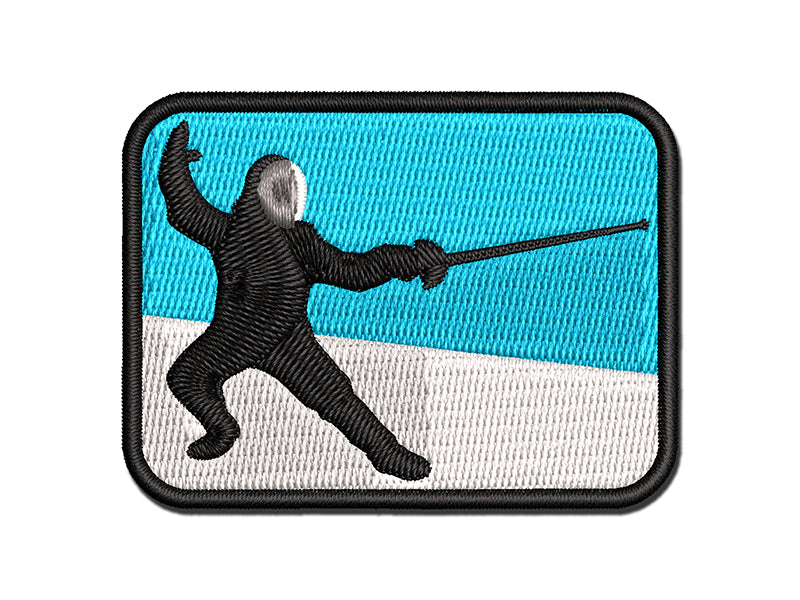 Fencer Holding Fencing Swords Multi-Color Embroidered Iron-On or Hook & Loop Patch Applique