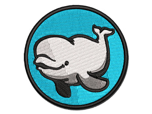 Jolly Beluga Whale Multi-Color Embroidered Iron-On or Hook & Loop Patch Applique