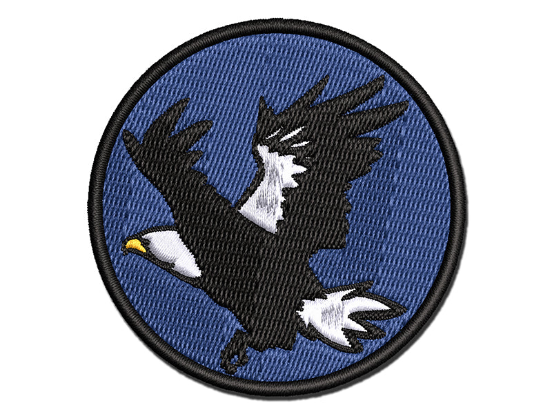 Patriotic American Bald Eagle Flying Multi-Color Embroidered Iron-On or Hook & Loop Patch Applique