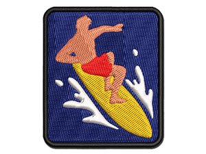 Surfer Surfing Man Silhouette Multi-Color Embroidered Iron-On or Hook & Loop Patch Applique