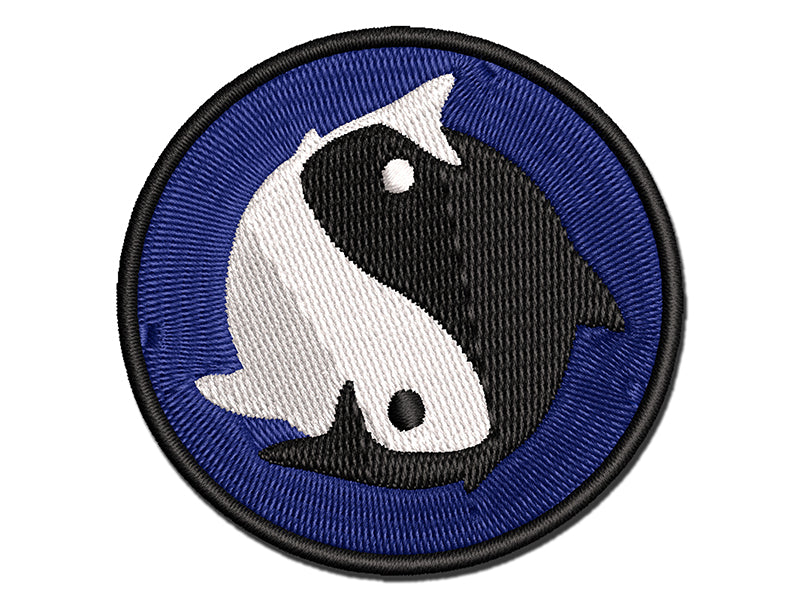 Yin and Yang Koi Fish Multi-Color Embroidered Iron-On or Hook & Loop Patch Applique
