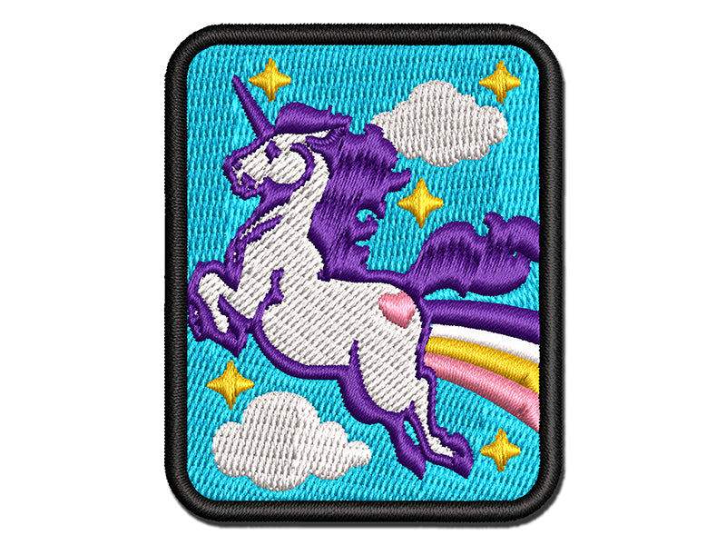Magical Unicorn Pooping Rainbow and Stars Multi-Color Embroidered Iron-On or Hook & Loop Patch Applique