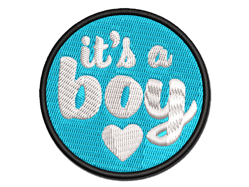 It's a Boy Baby Shower Party Multi-Color Embroidered Iron-On or Hook & Loop Patch Applique