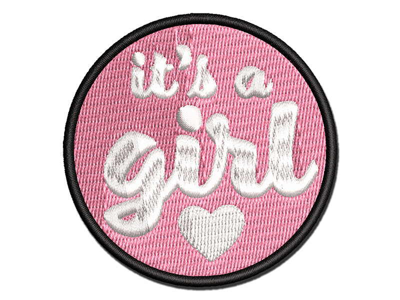 It's a Girl Baby Shower Party Multi-Color Embroidered Iron-On or Hook & Loop Patch Applique