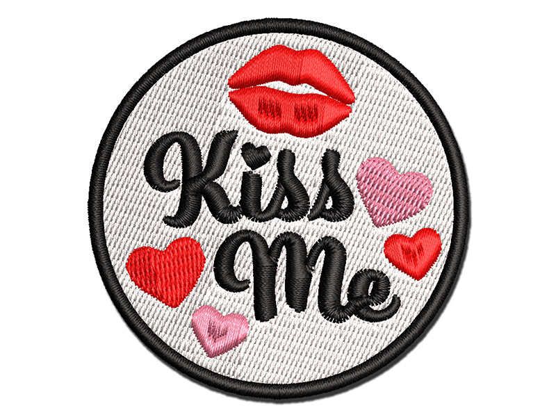 Kiss Me Lips Multi-Color Embroidered Iron-On or Hook & Loop Patch Applique