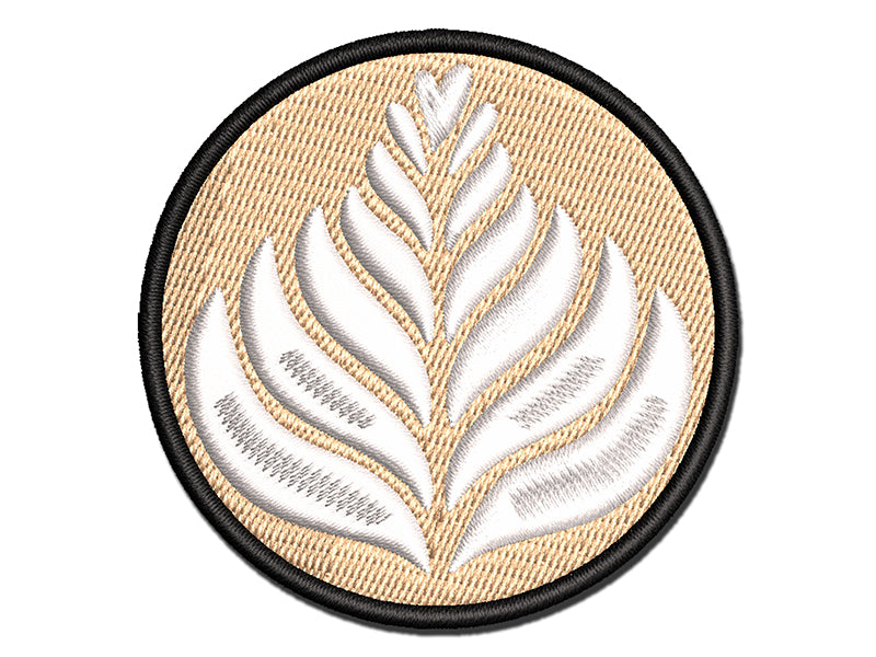 Fern Latte Art Multi-Color Embroidered Iron-On or Hook & Loop Patch Applique