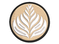 Fern Latte Art Multi-Color Embroidered Iron-On or Hook & Loop Patch Applique