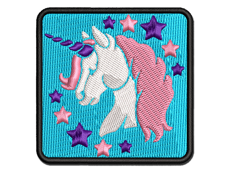 Magical Unicorn Head Multi-Color Embroidered Iron-On or Hook & Loop Patch Applique