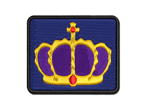 King Queen Royal Crown Multi-Color Embroidered Iron-On or Hook & Loop Patch Applique