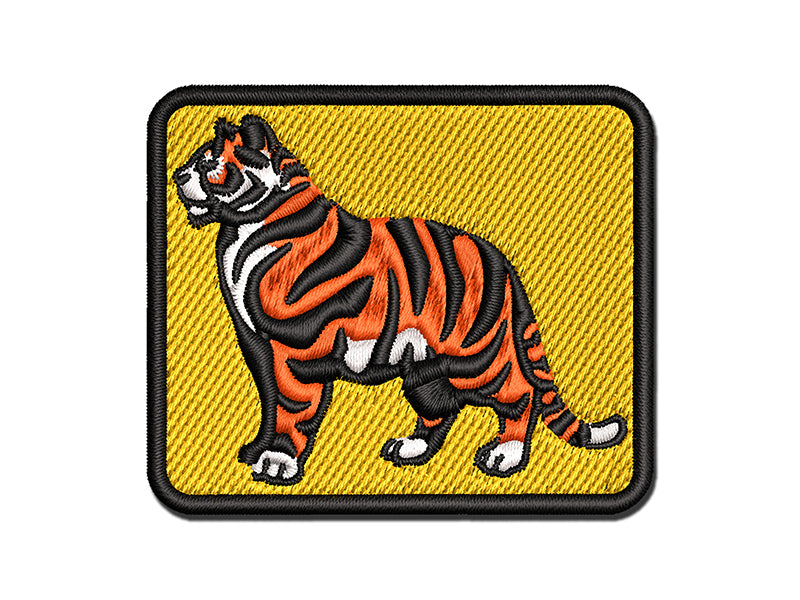 Regal Standing Bengal Tiger Multi-Color Embroidered Iron-On or Hook & Loop Patch Applique