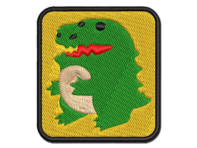 Silly Cartoon Dinosaur Multi-Color Embroidered Iron-On or Hook & Loop Patch Applique