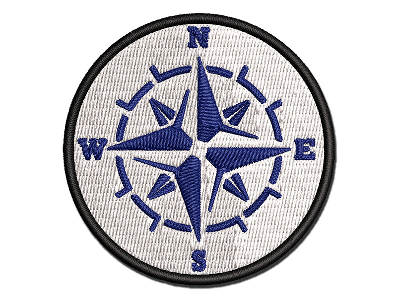 Vintage Nautical Compass Rose Multi-Color Embroidered Iron-On or Hook & Loop Patch Applique