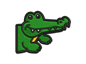 Peeking Alligator Multi-Color Embroidered Iron-On or Hook & Loop Patch Applique