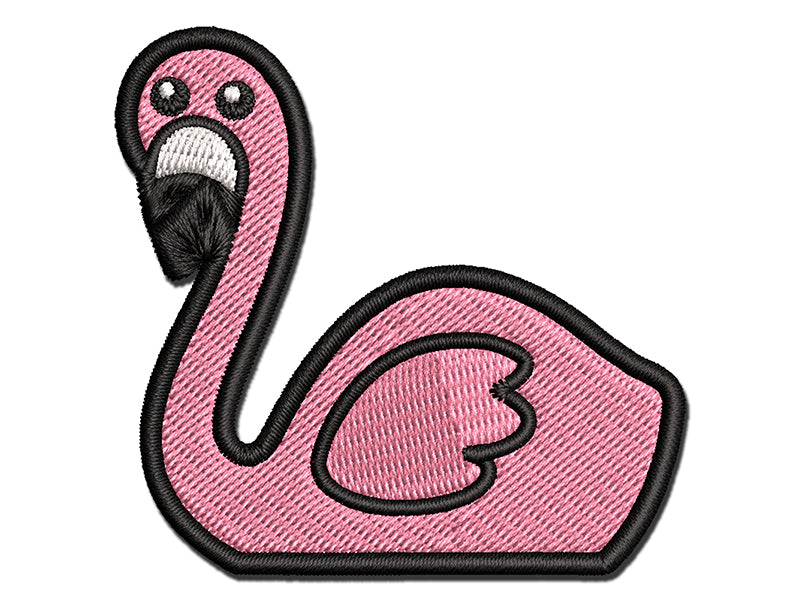 Peeking Flamingo Multi-Color Embroidered Iron-On or Hook & Loop Patch Applique