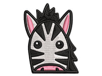 Peeking Zebra Multi-Color Embroidered Iron-On or Hook & Loop Patch Applique