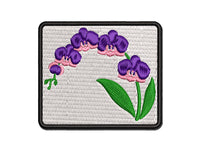 Stem of Orchids Flowers Multi-Color Embroidered Iron-On or Hook & Loop Patch Applique