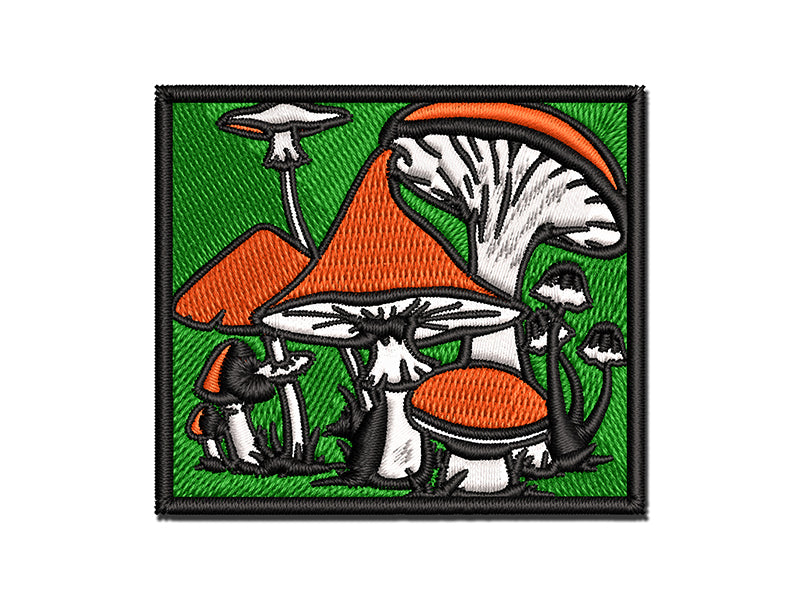 Whimsical Group of Mushrooms Fungus Fungi Multi-Color Embroidered Iron-On or Hook & Loop Patch Applique