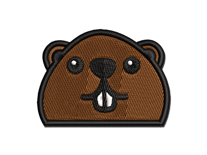 Peeking Beaver Multi-Color Embroidered Iron-On or Hook & Loop Patch Applique