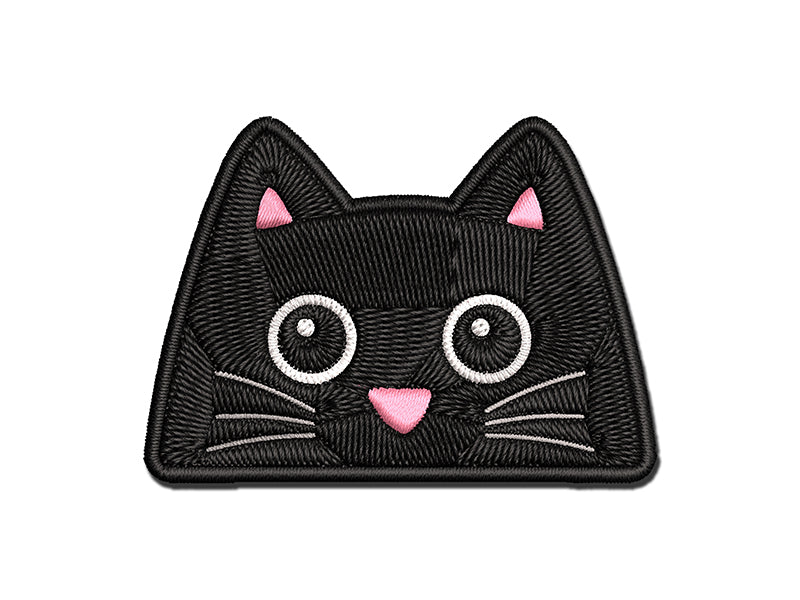 Peeking Black Cat Multi-Color Embroidered Iron-On or Hook & Loop Patch Applique