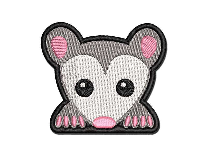 Peeking Possum Opossum Multi-Color Embroidered Iron-On or Hook & Loop Patch Applique