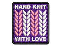 Hand Knit with Love Knitted Yarn Multi-Color Embroidered Iron-On or Hook & Loop Patch Applique