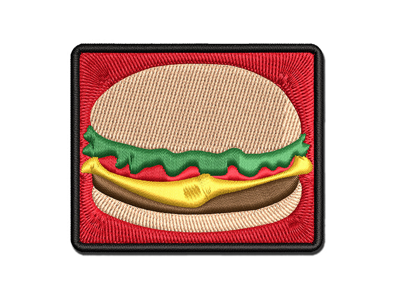 Delicious Hamburger Cheeseburger American Fast Food Multi-Color Embroidered Iron-On or Hook & Loop Patch Applique