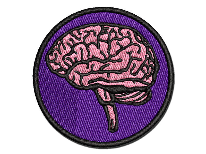 Human Brain with Cerebellum and Medulla Oblongata Multi-Color Embroidered Iron-On or Hook & Loop Patch Applique