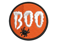 Boo with Spider Halloween Multi-Color Embroidered Iron-On or Hook & Loop Patch Applique