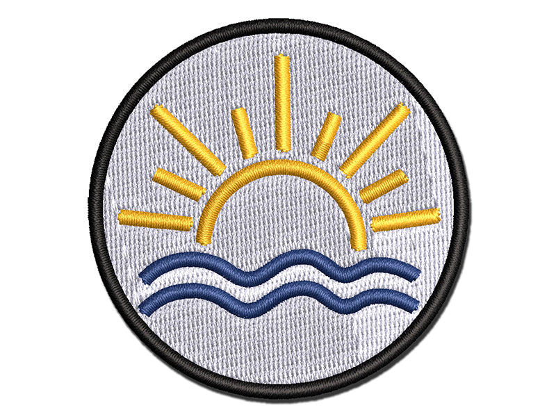 Sun and Waves Sunrise Sunset Multi-Color Embroidered Iron-On or Hook & Loop Patch Applique