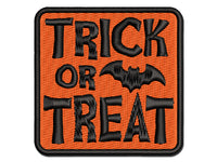 Trick or Treat with Bat Halloween Multi-Color Embroidered Iron-On or Hook & Loop Patch Applique