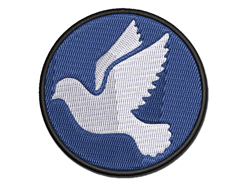 Dove Flying Silhouette Bird Multi-Color Embroidered Iron-On or Hook & Loop Patch Applique