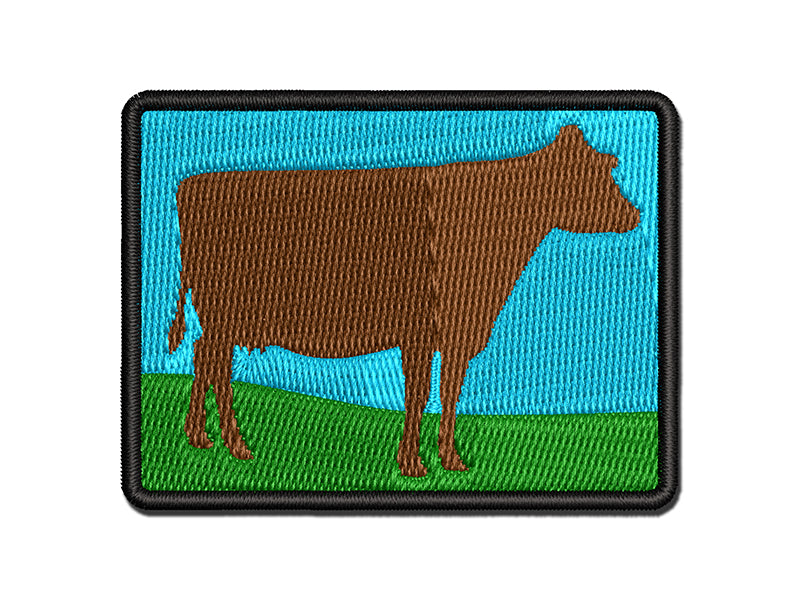 Solid Cow Farm Animal Multi-Color Embroidered Iron-On or Hook & Loop Patch Applique