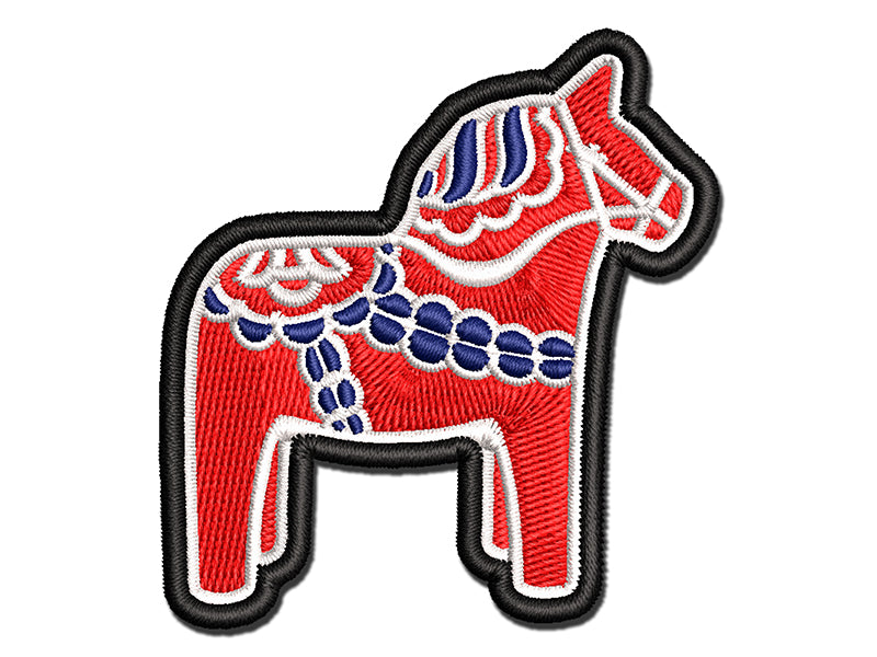 Swedish Dala Dalecarlian Horse Multi-Color Embroidered Iron-On or Hook & Loop Patch Applique