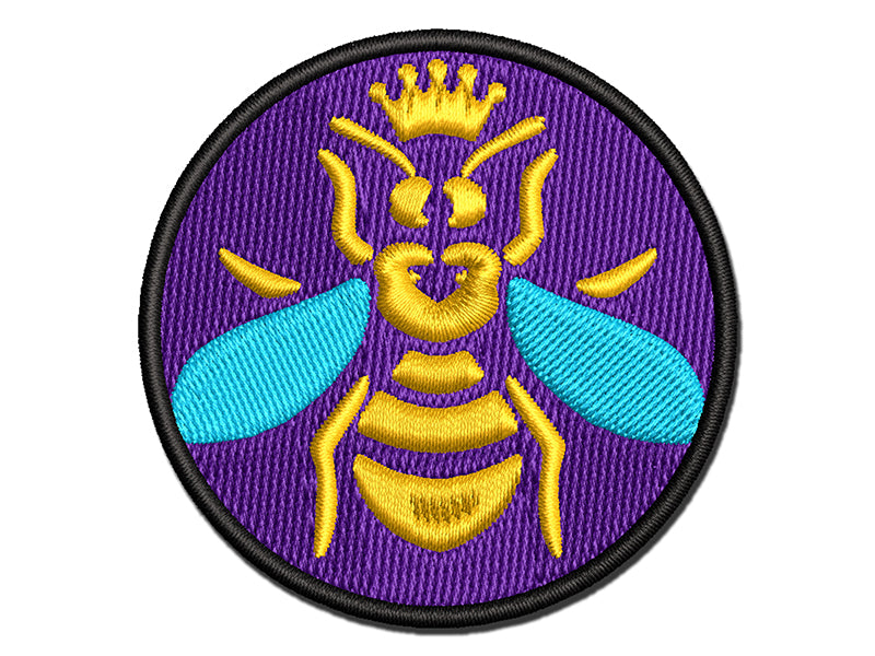 Queen Bee with Crown Honey Hive Multi-Color Embroidered Iron-On or Hook & Loop Patch Applique