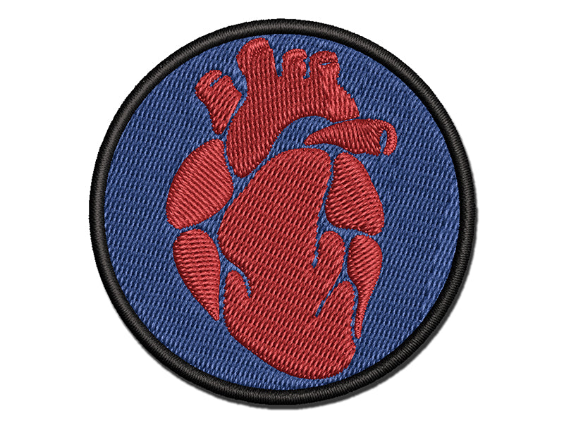 Realistic Heart Four Chambers Anatomy Biology Love Science Multi-Color Embroidered Iron-On or Hook & Loop Patch Applique