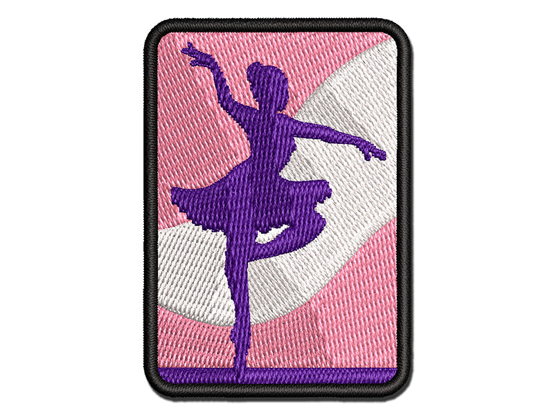 Ballerina Dancer in Tutu On Pointe Multi-Color Embroidered Iron-On or Hook & Loop Patch Applique