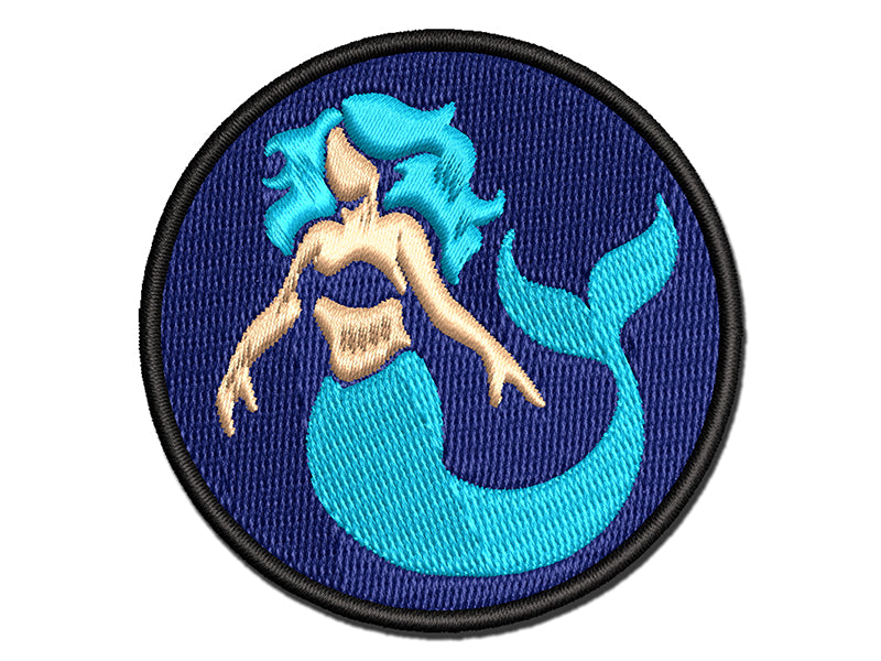 Beautiful Mythological Mermaid Multi-Color Embroidered Iron-On or Hook & Loop Patch Applique