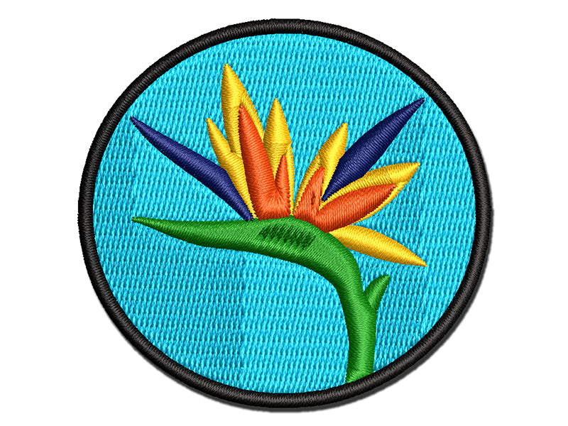 Bird of Paradise Tropical Flower Flora Multi-Color Embroidered Iron-On or Hook & Loop Patch Applique