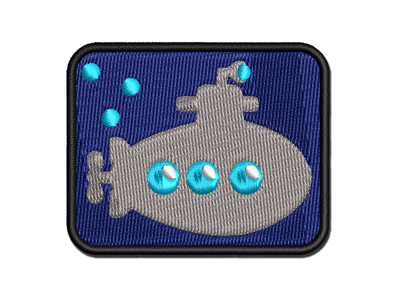 Cartoon Submarine Boat Aquatic Underwater Vehicle Periscope Propeller Multi-Color Embroidered Iron-On or Hook & Loop Patch Applique