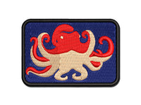 Floating Swimming Octopus with Tentacles Spread Multi-Color Embroidered Iron-On or Hook & Loop Patch Applique