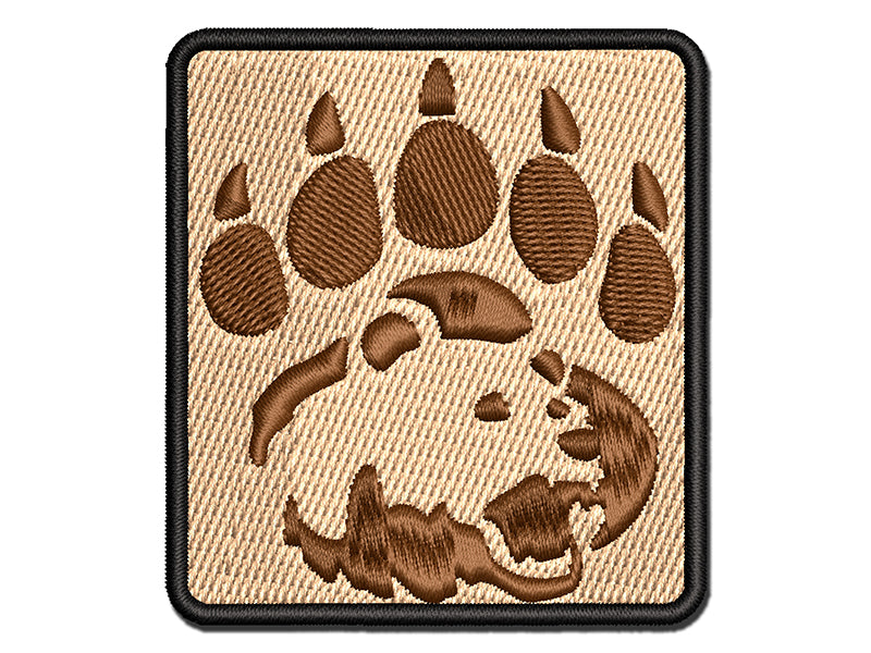 Grizzly Bear Head in Claw Paw Multi-Color Embroidered Iron-On or Hook & Loop Patch Applique